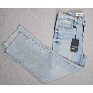 PAIGE Hoxton Straight Crop Jeans Size 29 Light Wash Stretch Pasadena Raw Hem